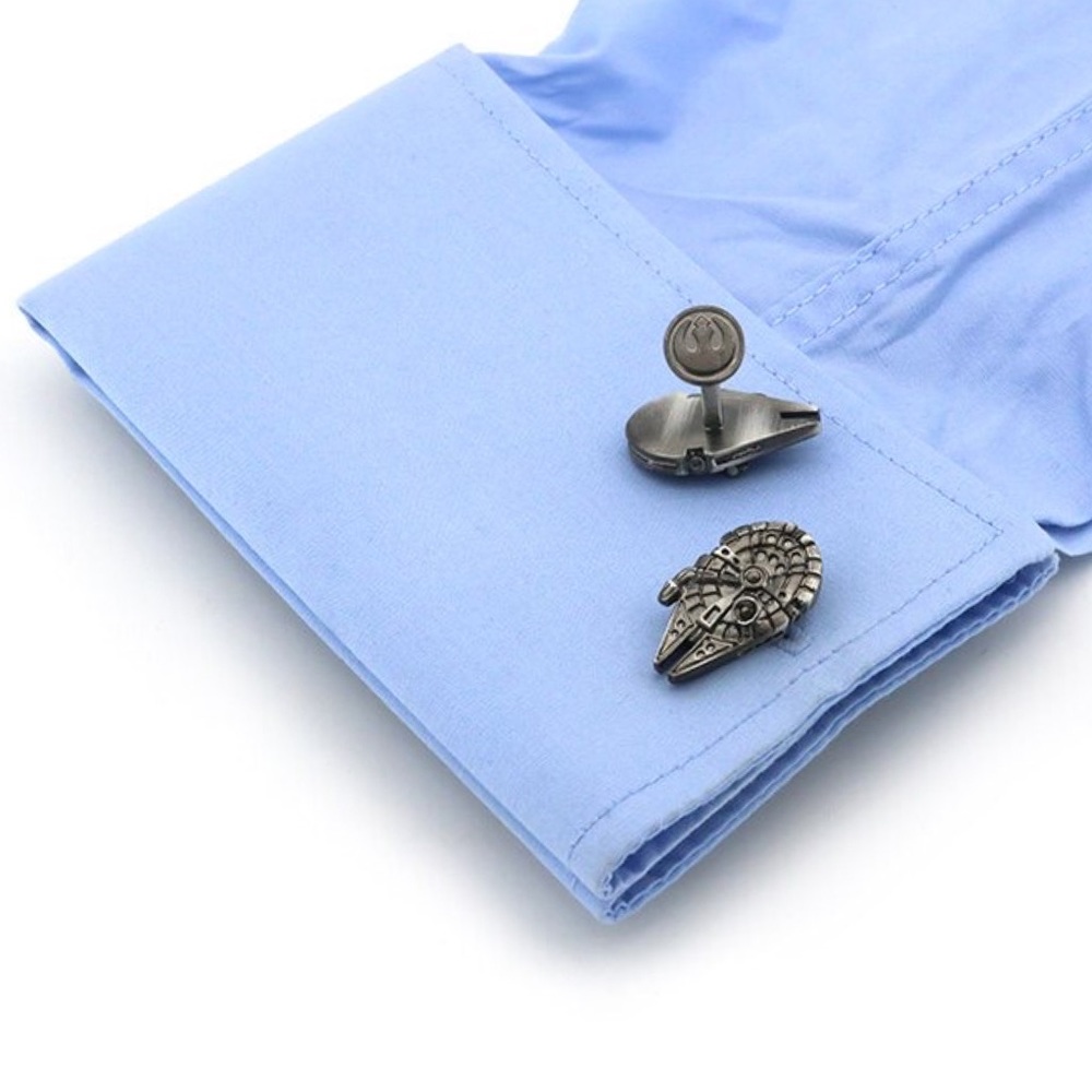 Gunmetal and Silver Star Wars Millennium Falcon Cufflinks - Picture 2 of 16